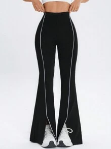 With My Calm Pantalones deportivos casuales minimalistas con aplicación de patchwork para mujer, para uso diario