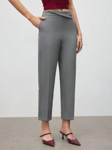 BizChic Grey Work Pants For Commute, Christmas Party New Year's Eve Date Occasions, Spring/Summer Women