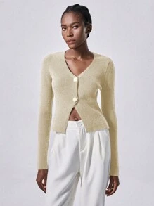 Chiquease Women's Elegant Knitted Long Sleeve Cardigan Sweater, Waist Cinched, Versatile, Autumn/Winter