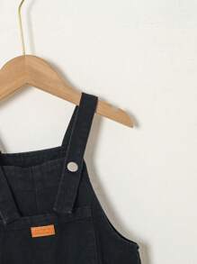 Young Girl Denim Overalls And Jumpsuit - Black - View 3