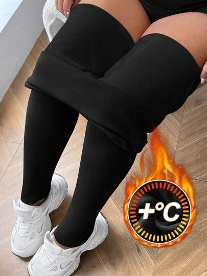 SHEIN EZwear 大码女式保暖高腰打底裤，秋冬季保暖下装