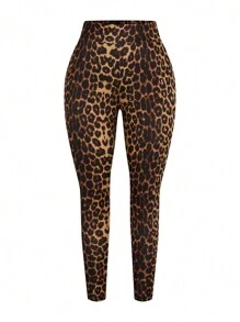 Flirla Leggins de vuelta al colegio, de corte ajustado, alta elasticidad, estilo informal y silueta estilizada en tallas grandes