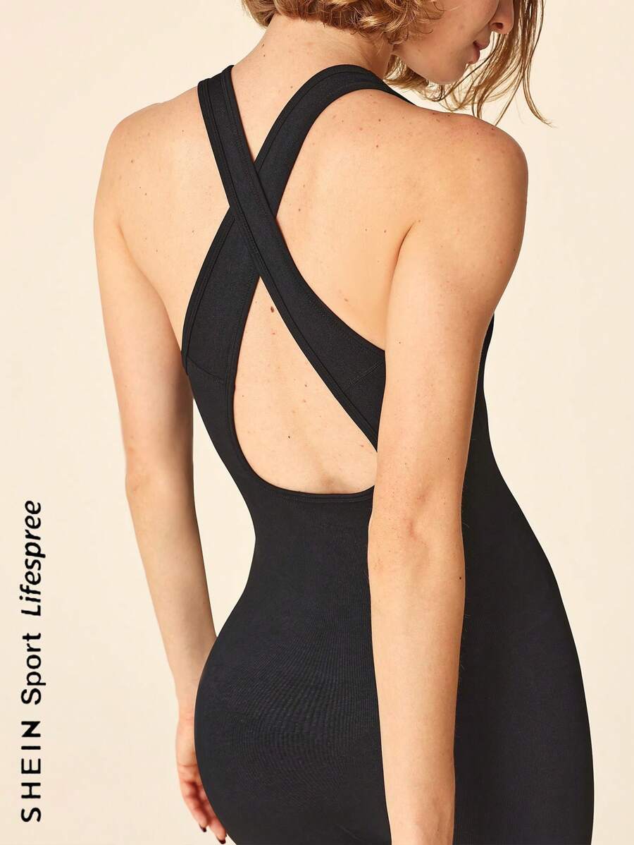 Lifespree Mono de yoga minimalista sin costuras, de unicolor, con tirantes anchos y alta elasticidad, para mujeres