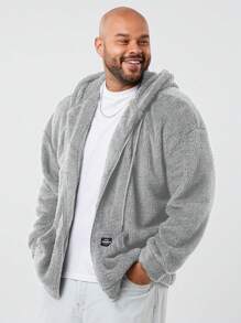Manfinity VCAY Plus Size Men's Double-Sided Thermal Lined Hooded Jacket - Grey - View 1