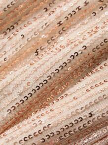 DAZY 女士V领开衩亮片中长吊带裙舞会礼服派对女士吊带裙返校节礼服奢华优雅女士连衣裙新年夜礼服闪亮连衣裙 - 杏色 - 查看 10