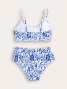 SHEIN New Stylish Teen Girls' Printed Bikini Swimwear Set