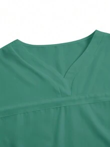 PopScrub Áo đồng phục y tá tay ngắn hai túi cho nữ - màu xanh lá - Xem 3