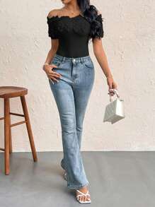 Firerie 女士优雅蕾丝边露肩紧身衣，适合度假