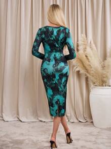 Lavishia Printed Bodycon Mid-Length Dress For Women Casual Daily Fall Women, Homecoming Dresses - Multicolor - View 2