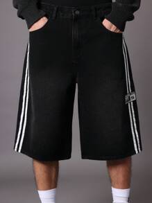 SUMWON Pantalones cortos de mezclilla con cinta lateral