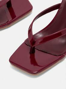 CUCCOO BIZCHIC Women Square Toe Slim High Heel Sandals, Maroon Minimalist Style Commute Ladies High Heels, Elegant Aesthetic, Spring/Summer Casual Outfit Spring Shoes