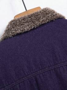 Manfinity Homme Men's Front Button Long Sleeve Pocket Casual Denim Jacket - Purple - View 7