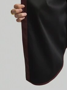 Ontre 2025 新款女式安哥拉红色纯色长袖 PU 皮革单排扣休闲衬衫夹克，适合情人节装扮，春季