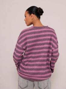 MUSERA Oversized Crew Neck Striped Jumper Spring Casual Y2k 90's Stripe Airport Outfits Holiday Graphic Oversized Sweater Fall Back To School