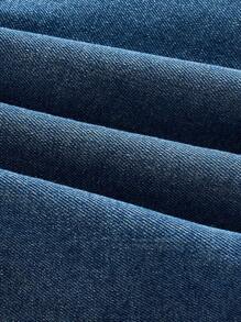 SHEIN MOD Women's Denim Mini A-Line Skirt, Sexy Low Waist, Blue