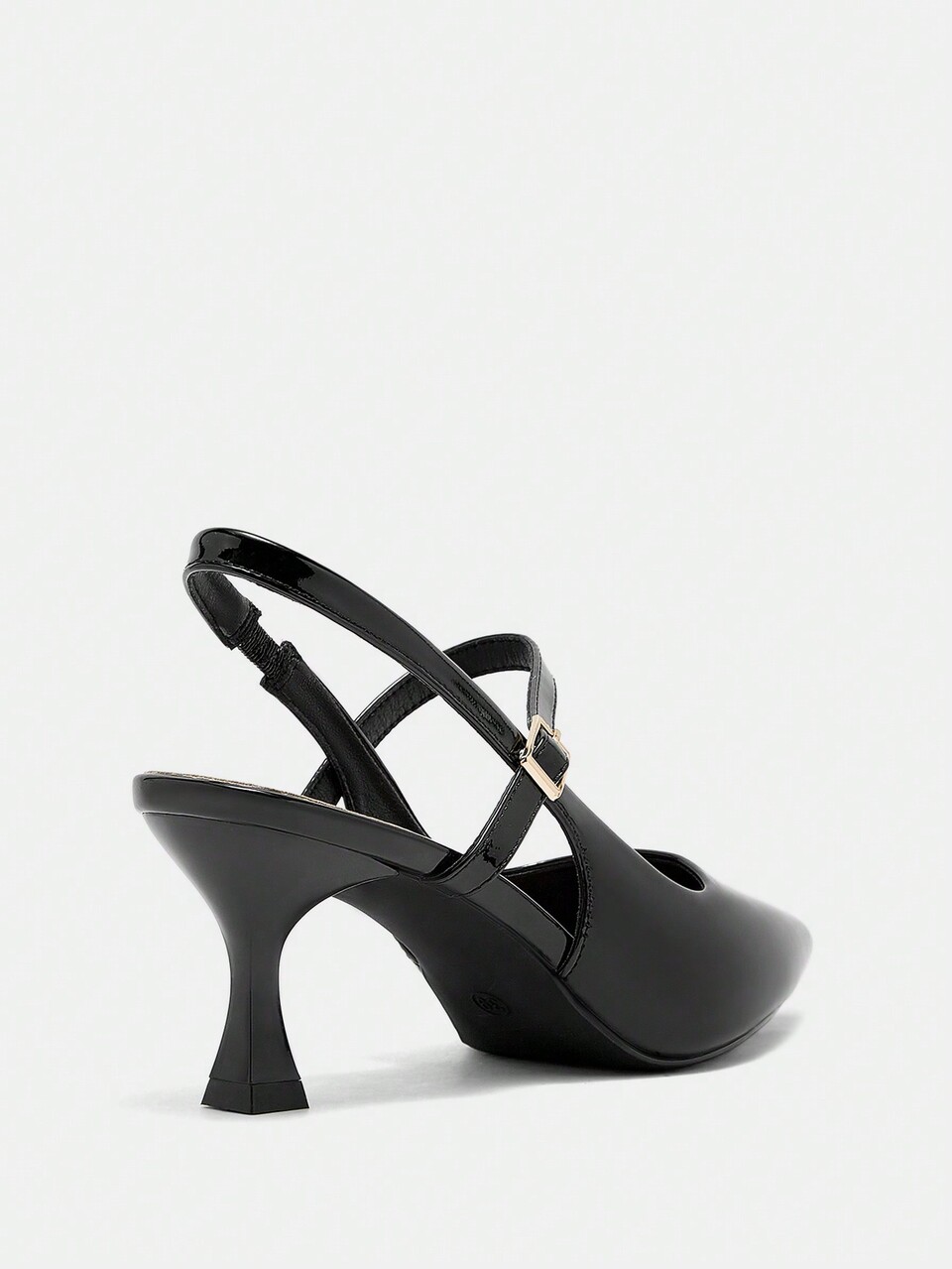CUCCOO BIZCHIC Women Pointy Toe Kitten Heel Mid Heel Pumps, Minimalist Solid Color Professional Office Leather Backless High Heels, Black Valentine's Day