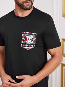 Manfinity Homme Conjunto de camiseta de manga corta y pantalones cortos para hombre, estilo sencillo y casual para uso diario