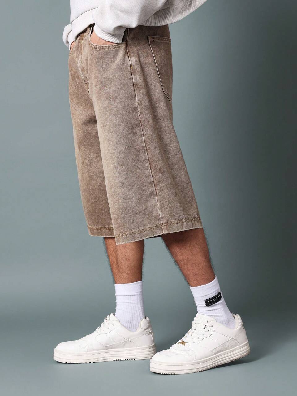 SUMWON High Rise Denim Wide Leg Baggy Bermuda Shorts Street Style Festival Fashion Summer Skateboard Retro Vintage Cotton Comfort Jorts