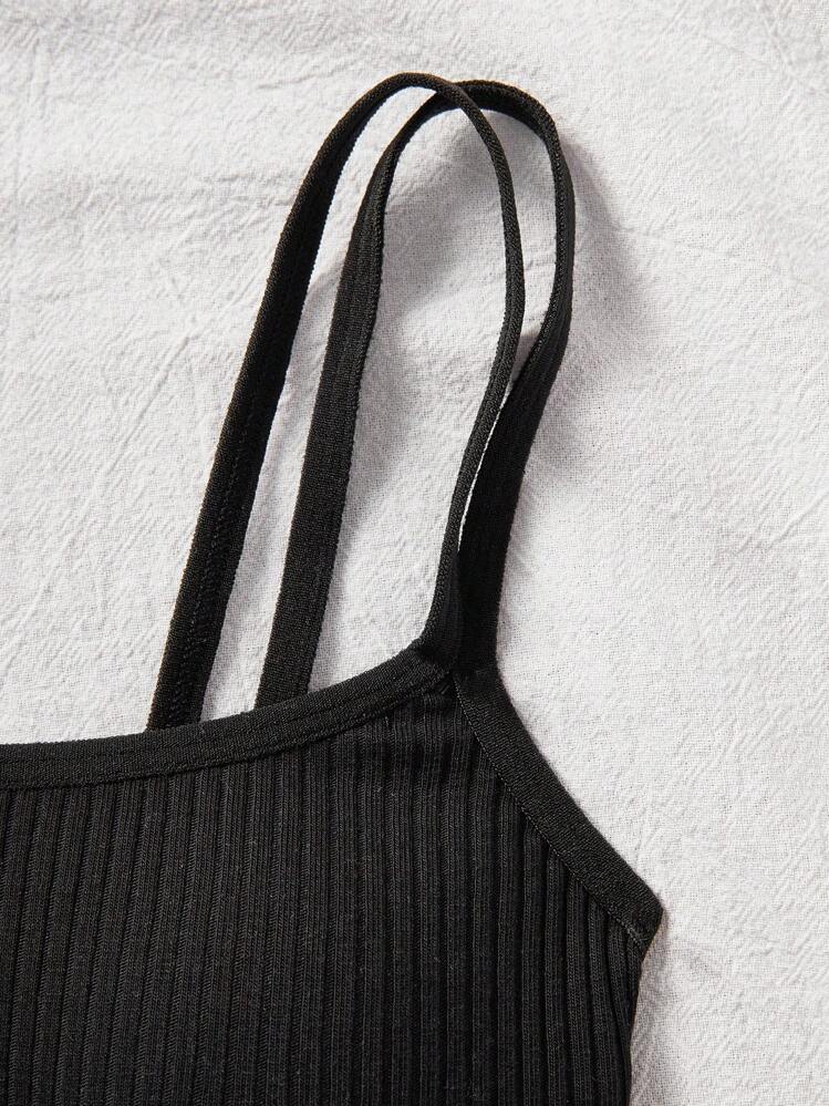 SHEIN 2 件/套 Tween 女童简约舒适加垫柔软透气胸罩 - 黑色 - 查看 4