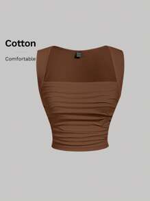 SHEIN MOD Square Neck Ruched Tank Top