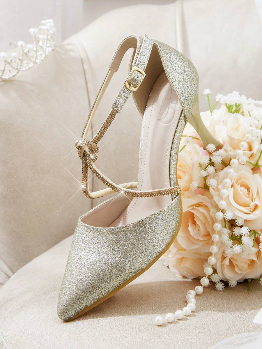 CUCCOO HITCHD Décolleté con tacco a spillo e punta a diamante color oro, eleganti per tragitto casa-lavoro, appuntamenti, matrimoni, ufficio, feste formali