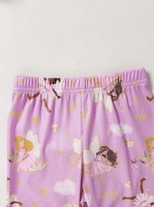 Baby Girls Cartoon Print Casual Long Sleeve Top And Pants 2pcs Outfit Set - Multicolor - View 7