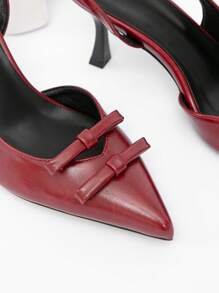 CUCCOO CHICEST Women's Pointed Toe Sexy High Heel Open Back Pumps, New 2025 Fashion Dress Shoes For Date, Party Valentine's Day - Burgundy - View 2