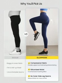 GLOWMODE 24" FeatherFit™-Sculpt Crossover Hold Up Pocket Leggings Yoga Workout Gym