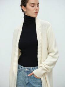 Aalyst Autumn/Winter 32% Wool Women Casual V-Neck Cardigan, Loose Knitted Sweater With Thick Waist Belt, Outerwear
