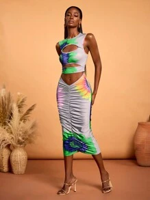 HEAVINZ LANE Designer Boho Bohemian Primavara Vara Decupaje Imprimate Floarea Soarelui Rochie cu volan, tinute de vara pentru femei Vacanta, festival, se potriveste Ibiza, rochie de bal, tinute de brunch, rochie de ceai - Multicolor - Vizualizare 6