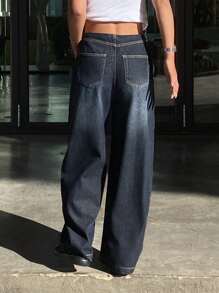 DAZY 破旧、水洗、褪色口袋设计女式牛仔裤 - 灰色 - 查看 2