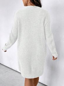 SHEIN Clasi Vestido/sudadera casual con cremallera frontal, de manga larga y talla grande