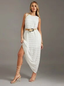 SHEIN Essnce Robe sans manches décontractée de couleur unie pour femmes