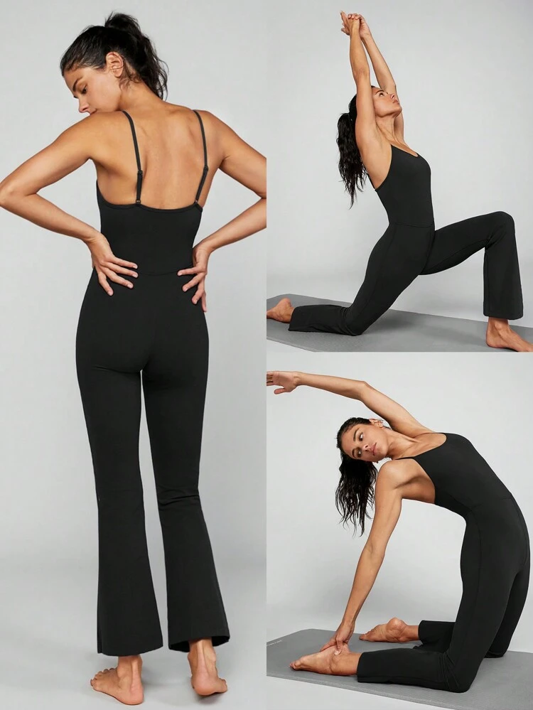 Featherfit™ Tuta Pantaloncino Aderente Con Scollo A V E Pantaloni A Sigaretta