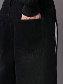 SUMWON Pantalones cortos de mezclilla con cinta lateral