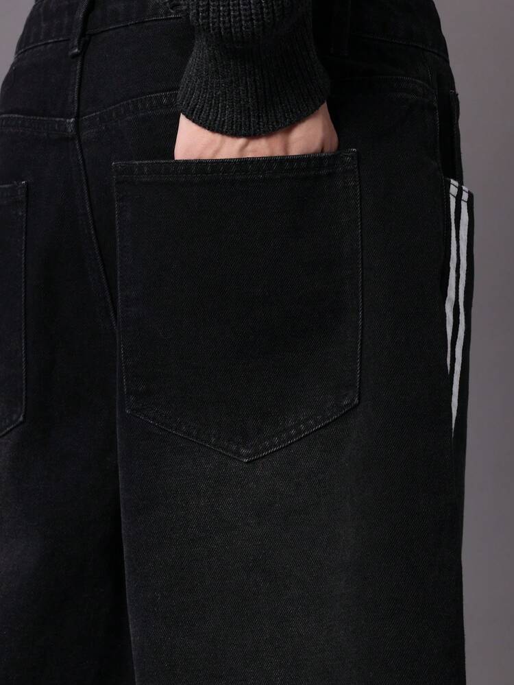 Pantalones cortos de mezclilla con cinta lateral
