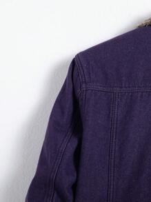 Manfinity Homme Men's Front Button Long Sleeve Pocket Casual Denim Jacket - Purple - View 5