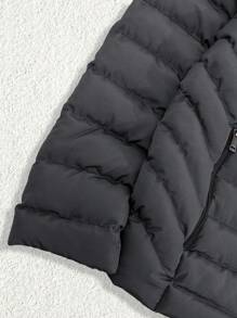 SHEIN Cottnline Men High Collar 2x Zipper Regular Padded Coat - Grey - View 3