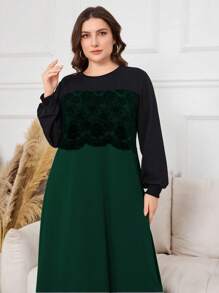 Lacomfia Plus Size Plain Simple Casual Everyday Sweatshirt Pullover Fall Sweatshirt - Dark Green - View 3