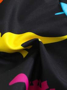 SHEIN Neuer Modestil Bikini für Kleine Mädchen mit mehrfarbigem, vollflächen-bedrucktem Dinosauriermuster