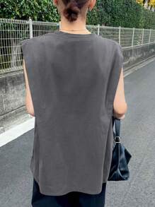 FRIFUL Camiseta de mujer de unicolor con cuello redondo, casual y holgada de manga tipo murciélago