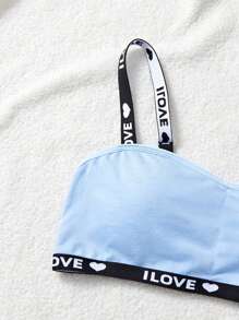 3 件套青少年女孩简约字母提花文胸套装 - 彩色 - 查看 3