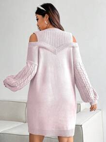 Flirla Popular Plus Size Women Batwing Sleeve Cozy Soft Gray Knit Turtleneck Asymmetric Sweater Dress, Sexy Details For Winter