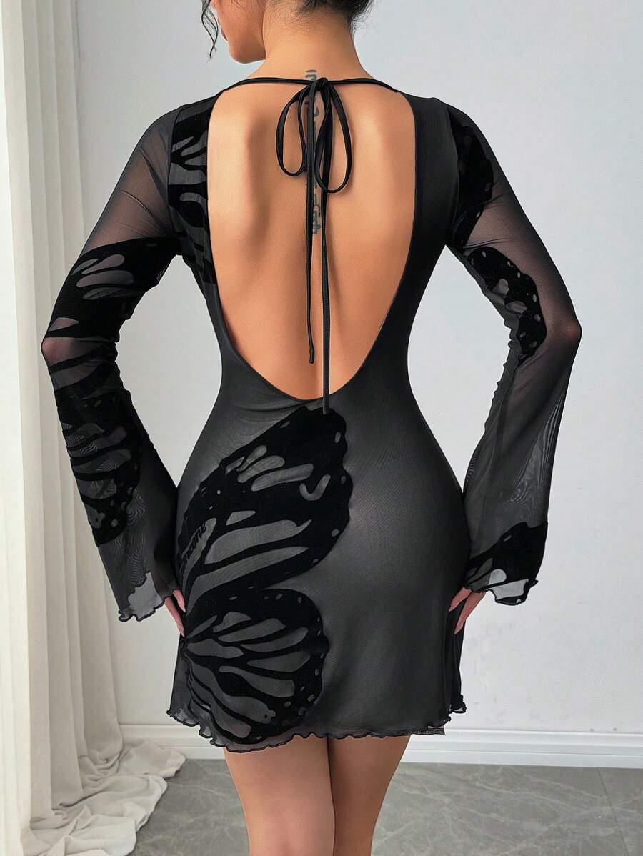 shein-priv-new-elegant-sexy-party-club-butterfly-print-backless-bell