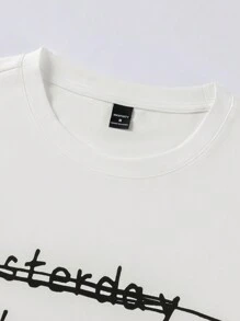 Manfinity Homme T-shirt à manches courtes simple avec imprimé lettre, décontracté pour hommes