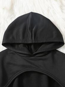 Conjunto informal de 2 piezas para niñas preadolescentes compuesto por sudadera con capucha de punto dulce y pantalón con cordón estampado camuflaje - Verde militar - Ver 3