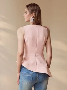 MOTF PREMIUM ÁO BLOUSE KHÔNG TAY CÓ VÒNG VIỀN BẤT ĐỐI XỨNG - Hồng - Xem 5