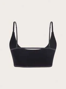 SHEIN BASICS 女士纯色针织短款修身吊带背心 - 灰色 - 查看 2