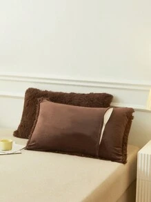 3pcs Coffee Brown Plush Shaggy Fleece Duvet Cover Set, Soft Warm Faux Fur And Skin-Friendly Duvet Cover Set, With Zippered Comforter Cover, Luxurious Solid Color Design For Bedroom And Guest Room, Easy Care And Maintenance, Hypoallergenic, And Durable, King Queen Full Twin Size Bed, 1 Duvet Cover And 2 Pillowcases