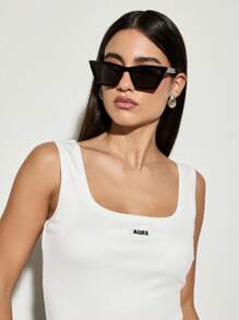 AiiRZ Embroidered Logo Square Neck Tank Top - White - View 3